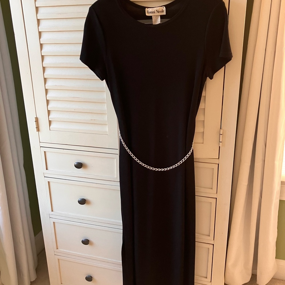 Black Women Dress with Chain Detail